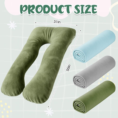 Hahafelt 3 55"x31" Pcs U-Shaped Pregnancy Pillow Cover, Cotton Maternity, Soft Breathable Fit for Body