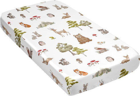 Sweet Jojo Designs Woodland Forest Animals Boy Girl Gender Neutral Unisex Baby Satin Fitted Crib Sheet Infant Newborn