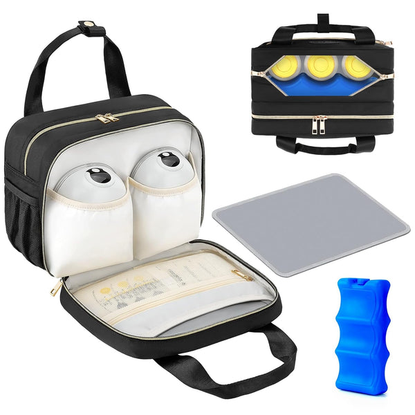 PIIOSER Breastmilk Cooler Travel Bag with Ice Pack, Compatible with Wearable Breast