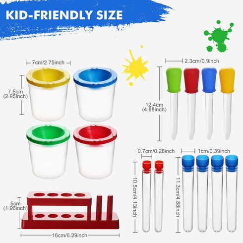 Color Science Test Tubes, Plastic Lab Tubes with Caps for Kids Science Experiments Ages 4-8