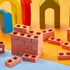 Deekin Mini Cinder Blocks 24 Pcs, 1/12 Scale Concrete Miniature Bricks for Dollhouse Accessories (Red)