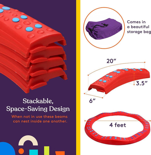 8 Set, Special Supplies Wavy Circle Balance Beams Stepping Stones for Kids, Pc. Non-Slip Textured Surface and Slip