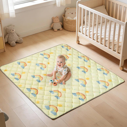 JUNLLY 47"x47" Baby Playpen Mat - Thicken Foam Cushioned Playmat for Babies Toddlers Infants - Foldable Baby Play Mat