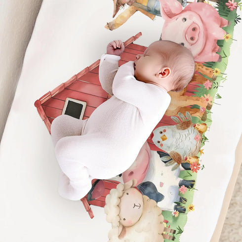 KuphiL10C Girls-16x32 Watercolor Farm Animals Cow Chicken Horse Sheep Flowers Floral Baby Changing Pad Cover, Unisex