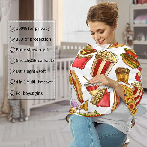 Schgap Fast Food Car Seat Cover Canopy for Babies, Nursing Cover Breastfeeding Baby Carrier Cover Stroller Cover