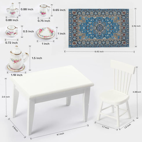 1 12 Set Set, SAMCAMI Miniature Dollhouse Furniture Scale - Doll House Furniture Toys for Dollhouse Kitchen - Wooden