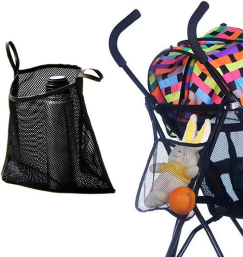 UtySty 3 Pack Stroller Sling Mesh Bag Back Hanging Extra Storage Organizer Handle Bar Attachment Net Pouch for Kids
