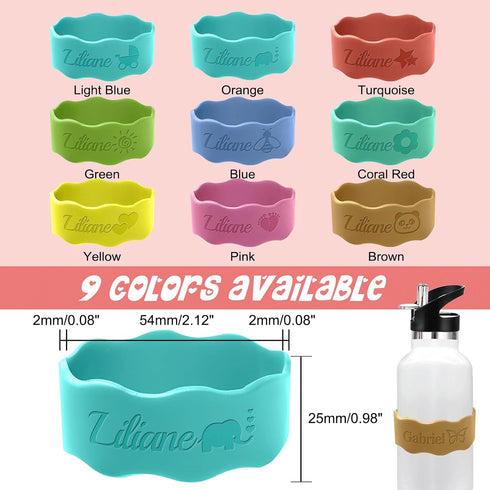 Fadace Personalized Baby Bottle Labels for Daycare Custom Silicone Water Bottle Bands Engraved Customized Reusable Name