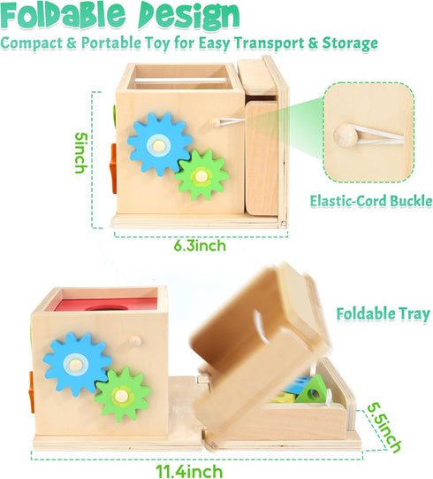 Wooden Montessori Baby Toys - 8-in-1 Play Kit with Shape Sorting, Stacking, Coin Box & More - Gift for Toddlers