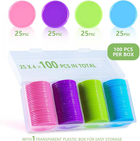 SenseYo 100 1.45 Inch Counting Pcs Poker Chips with Storage Box for Kids Math Card Game Conters