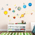 Decowall DS8-1307 Planets in The Space Kids Wall Decals, Peel and Stick Removable Stickers for Nursery