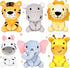 6 Pcs Mini Stuffed Forest Animals, 4 Inch Plush Jungle Toys, Cute Elephant Lion Giraffe for Baby Shower Gift