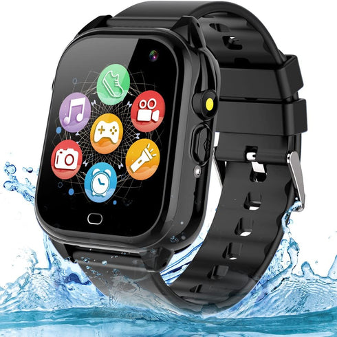 OVV Kids Waterproof Smart Watch - Boys Girls Age 3-12 with 26 Games, 1.44'' HD Touch Screen, Music Player
