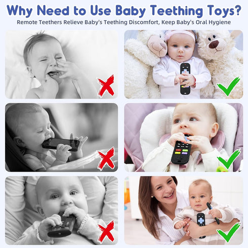 Teething Relief Toys for Babies 3-12 Months, Silicone Remote Control Teether Bath Toys for Newborn Infant Boy Girl