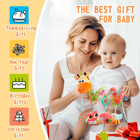0-3-6-9-12 Tummy Jollybaby Crib Stroller Car Seat Toys for Baby Months, Time Hanging Sensory Toys for Newborn