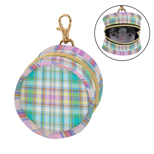 Plaid Round Pacifier Storage Case with Zipper, Portable Pacifier Case for Travel, Diaper Bag & Purse, Pacifier