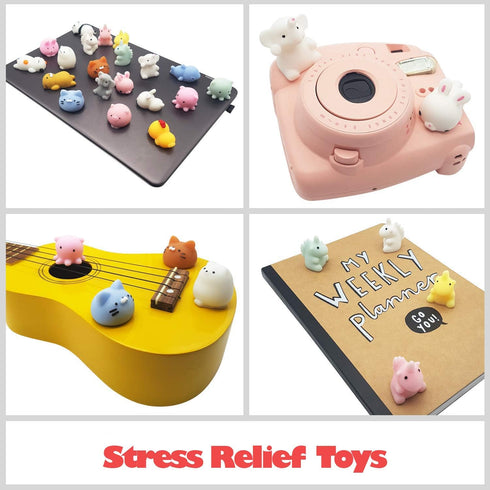 Claw Machine Prizes Toys Refill for Kids - 16pcs Mini Kawaii Cat Stress Relief Unicorn Party Favors, 3X Surprise Eggs