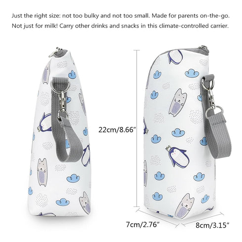 Qsvbeeqj Travel Milk Warmer Bag Infant Feeding Bottle Protective Cover Insulation Pouch Portable Organiser Bag Nursing