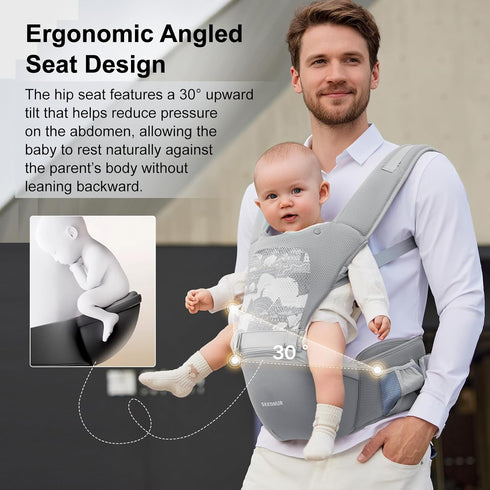 6-in-1 Baby Carrier, Ergonomic Baby Carrier Newborn to Toddler, Safety-Certified Infant Toddler Carrier with Hip Seat