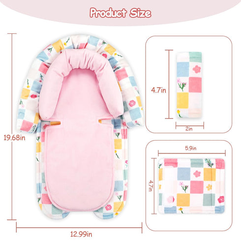 2 1 SWESEN Baby Car Seat Head Support, Super Soft in Infant Car Seat Insert, Reversible Newborn Car Seat Insert Cushion