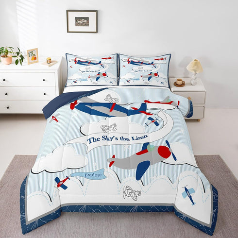 Set Set, Set 1 Erosebridal Helicopter Comforter Baby Nursery Toddler Bedding for Boys Airplane Twin Bed Comforter