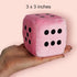Large Pink Plush Dice for Bunco or Casino Party Decorations - 3.15" Square with Black Dots
