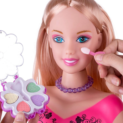 Kids Doll Head for Hair Styling and Makeup, Head Styling Doll with Accessories for Little Girls (Pink)