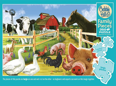Cobble Hill Family Piece's 350 Puzzle - Welcome to The Farm with Sample Poster Included