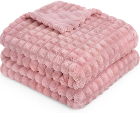 HOMRITAR Baby Blanket for Girls, Super Soft Cozy Warm Toddler Blanket, 3D Jacquard Design, Pink 30 x 40 Inch