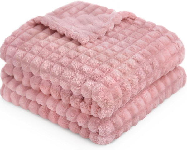 HOMRITAR Baby Blanket for Girls, Super Soft Cozy Warm Toddler Blanket, 3D Jacquard Design, Pink 30 x 40 Inch