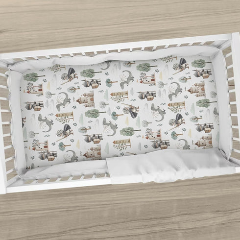 Cstdyfrv 28x52in Cute Pastel Dragons Castle Knight Baby Crib Sheets Fantasy Dragons Trees Standard Crib Toddler