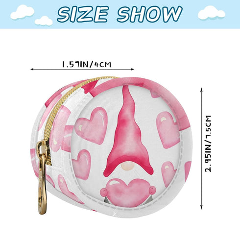 Valentines Dwarf Round Pacifier Storage Case with Zipper, Portable Pacifier Case for Travel, Diaper Bag & Purse