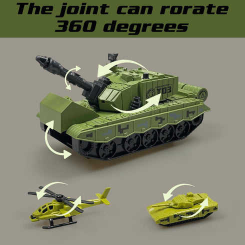 Playset, 12 4 3 3 4 5 6 Military Tank Toy Army Tank Toys with Pcs Army Men, Military Vehicles, Pull Back Fighter Jets