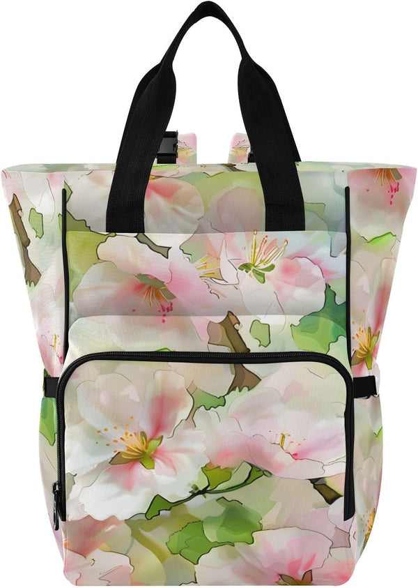 SUABO Baby Diaper Bag Backpack Pattern Green Pink Flower Large Bag Waterproof Travel