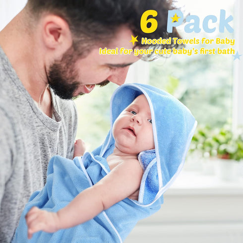 6 Pack 30 30 Inch Chumia Baby Bath Towel Coral Fleece Soft Absorbent Newborn Hooded Towel for Kid x Toddler Bath