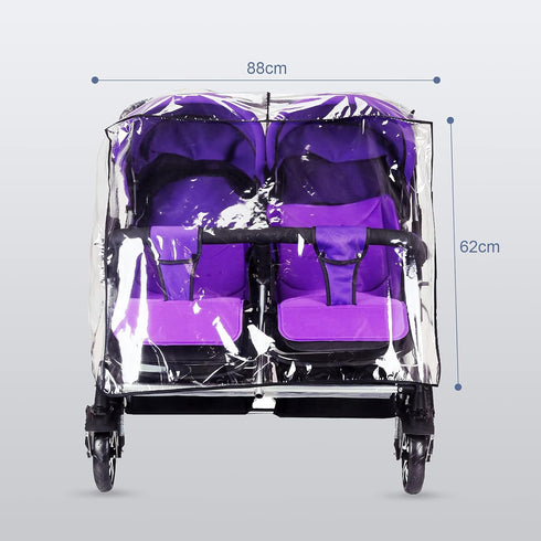 Twin Rain Cover for Double Stroller – Universal Waterproof Side by Side Baby Stroller Raincoat for Outdoor Protection