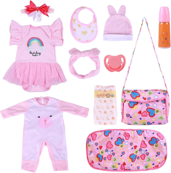 BABESIDE 11 PCS Reborn Baby Doll Clothes and Playset for 17-22 Inch