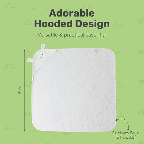 Snuggle Hooded Bamboo Baby Towel, Ultra-Soft Bamboo Viscose for Warmth and Quick Drying, Functional Bath-Time