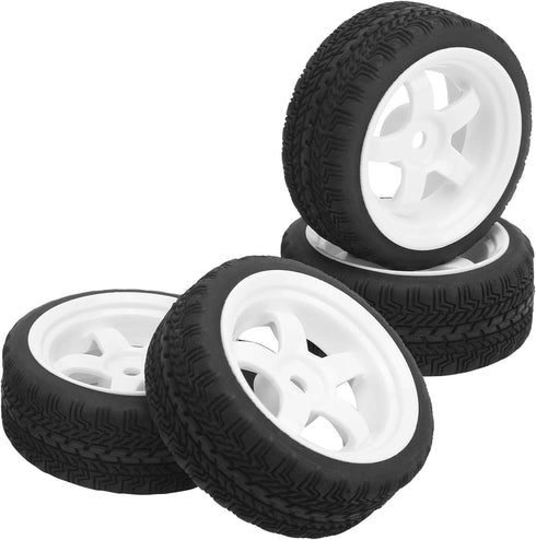 4Pcs 65mm RC Non-Slip Rubber Tires, Series Hub with Sponge Lining for WPL D12 1/10 Wheel Upgrade Accessories