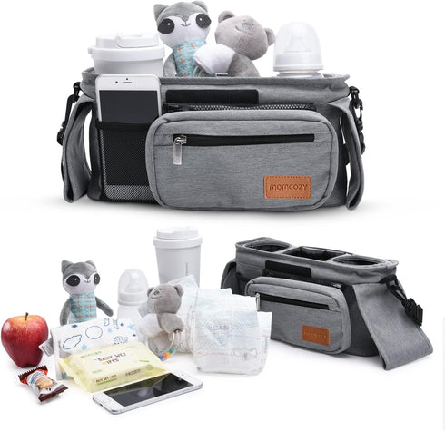 Momcozy Universal Stroller Organizer with Insulated Cup Holder Detachable Phone Bag & Shoulder Strap, Fits for Stroller