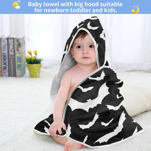Ultra Soft Bat Baby Hooded Towel, Absorbent Cotton Baby Bath Towel for Newborn Toddler Boys Girls, 30 x 30 Inch