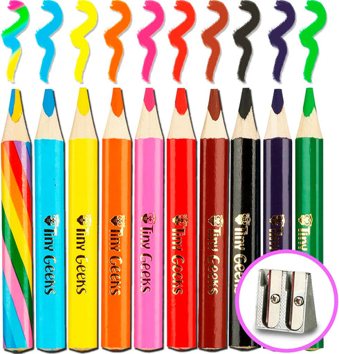TinyGeeks Jumbo Pencils - Set of 10 Triangle-Shaped Colored Pencils for Toddlers