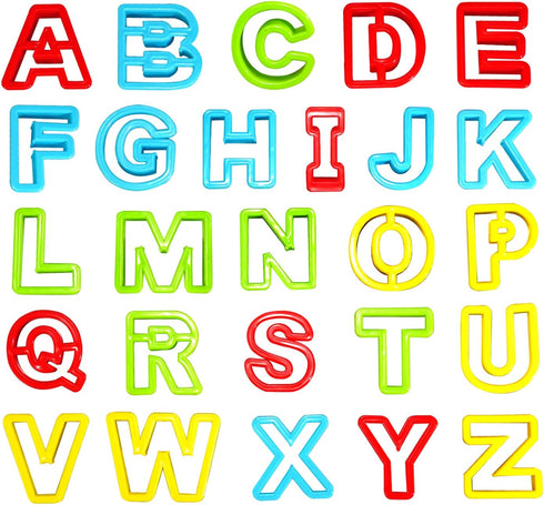 Alphabet Dough Cutter Kit - 26 Capital Letters Clay Tools Set, Non-Toxic Modeling 1 inch-2 inch, Assorted Colors