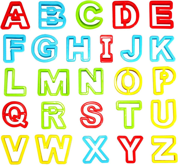 Alphabet Dough Cutter Kit - 26 Capital Letters Clay Tools Set, Non-Toxic Modeling 1 inch-2 inch, Assorted Colors