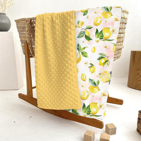 Summer 30x40 Lemons Baby Blankets for Girl Boy Lemon Branch Leaves Flowers Soft Mink Dotted Backing Double Layer