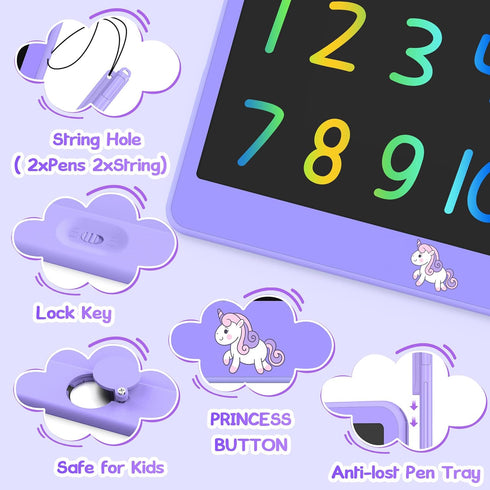 LCD Writing Tablet for Kids 12 Inch, Unicorn Doodle Board for Toddlers, Travel Essentials, Gift