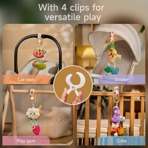 Set, 4 0, 3, 6, 9, 12 TUMAMA Hanging Vegetable Plush Toy Different Vegetable Crib Stroller Toys, Early Baby Cognitive