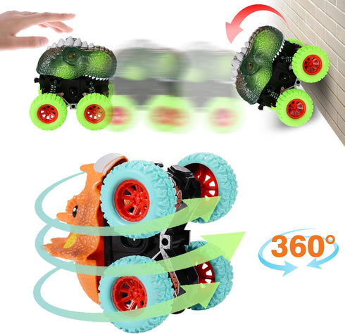 Dinosaur Toys for 2-5 Year Old Boys - Push & Pull Friction Powered Dinosaur Monster Truck Vehicles for Toddlers