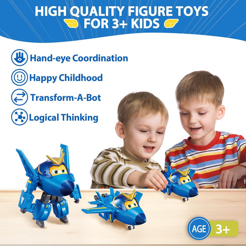 Super Wings Transformer Toys, 5" Jerome Airplane Toys, 2-in-1 Mode Rescue Bots Action Figure, Fun Toy Plane Vehicle for