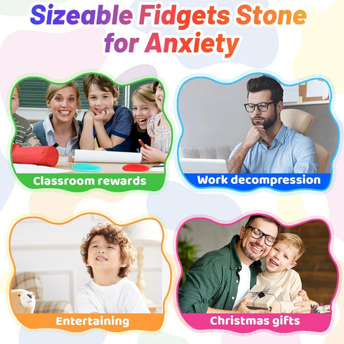 DENEZE 18pcs Easter Basket Stuffers Fidget Toys Sensory Stone for KidsTextured Soft Worry Stone for Autism Kids Calming